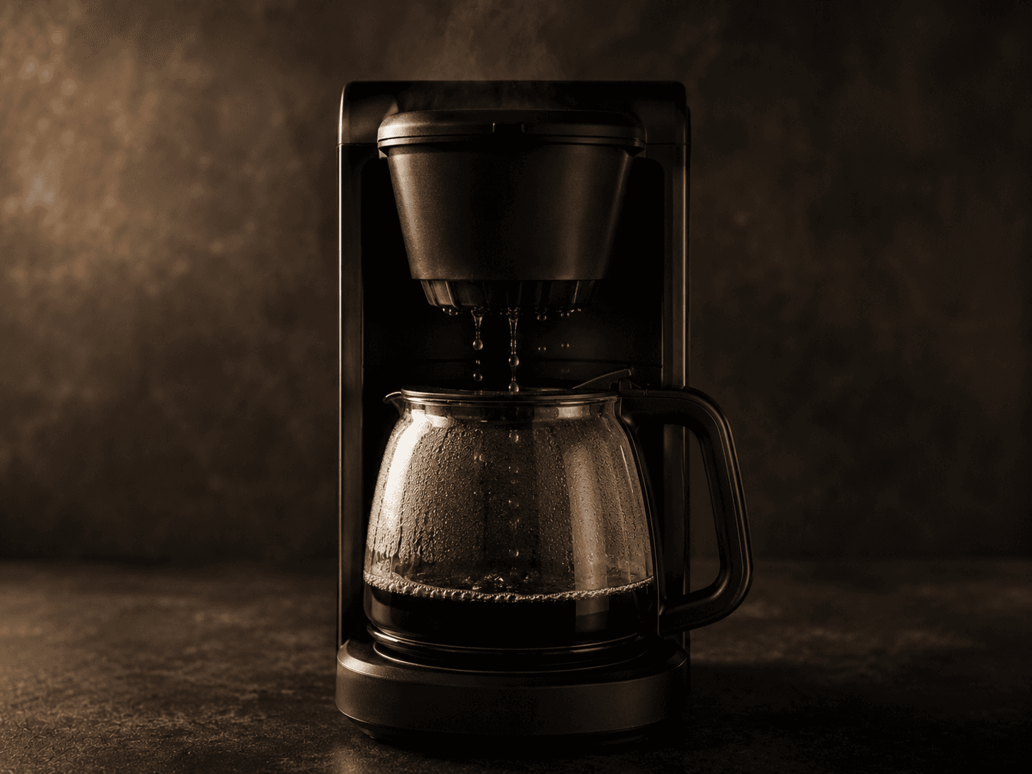 Cafetera de goteo preparando varias tazas de café